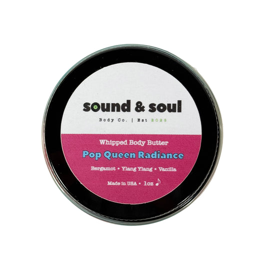 Pop Queen Radiance 1 oz Whipped Body Butter | Dry Skin Moisturizer | Bergamot, Ylang Ylang & Vanilla