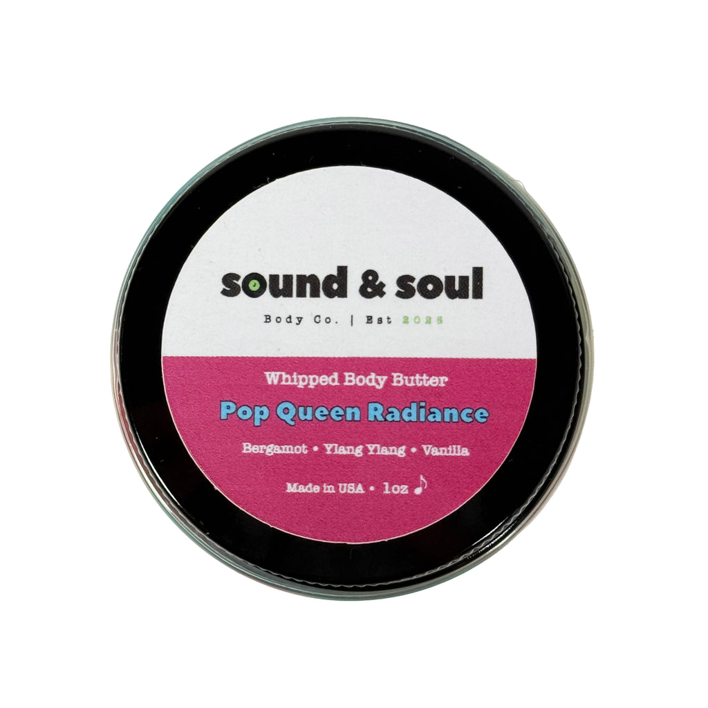 Pop Queen Radiance 1 oz Whipped Body Butter | Dry Skin Moisturizer | Bergamot, Ylang Ylang & Vanilla