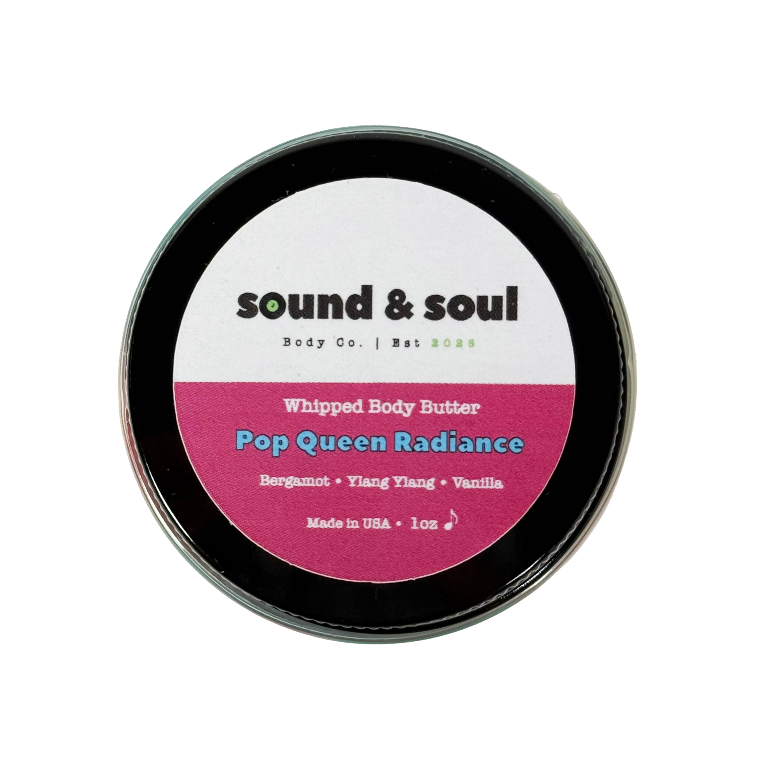 Pop Queen Radiance 1 oz Whipped Body Butter | Dry Skin Moisturizer | Bergamot, Ylang Ylang & Vanilla