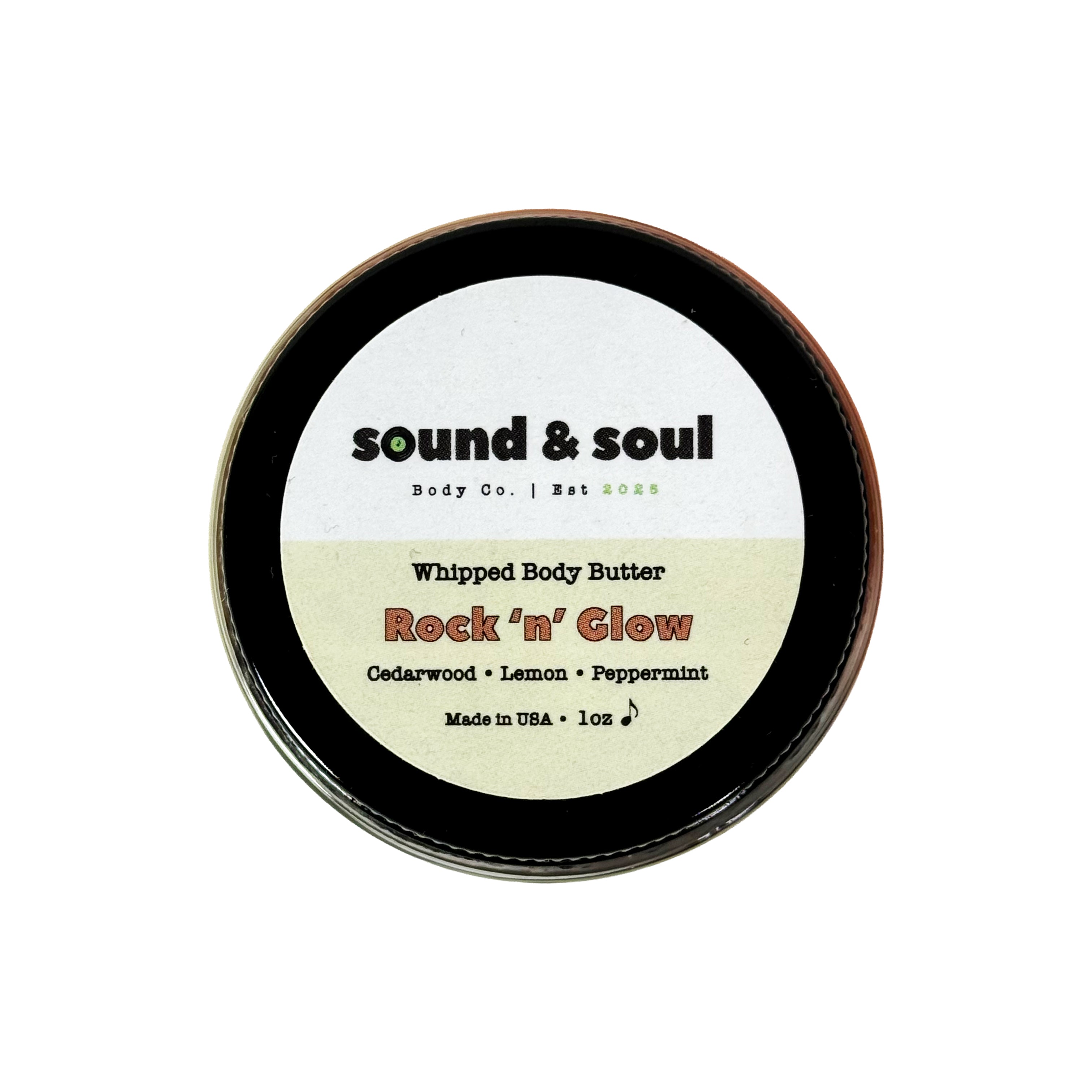 Rock N' Glow 1 oz Whipped Body Butter | Dry Skin Moisturizer | Cedarwood, Peppermint & Lemon
