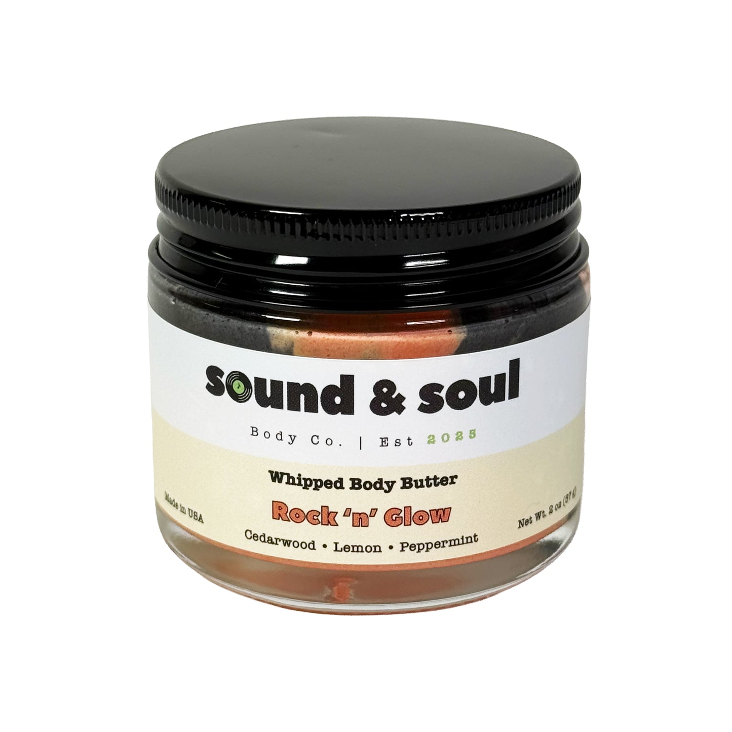 Rock N' Glow 2 oz Whipped Body Butter | Dry Skin Moisturizer | Cedarwood, Peppermint & Lemon