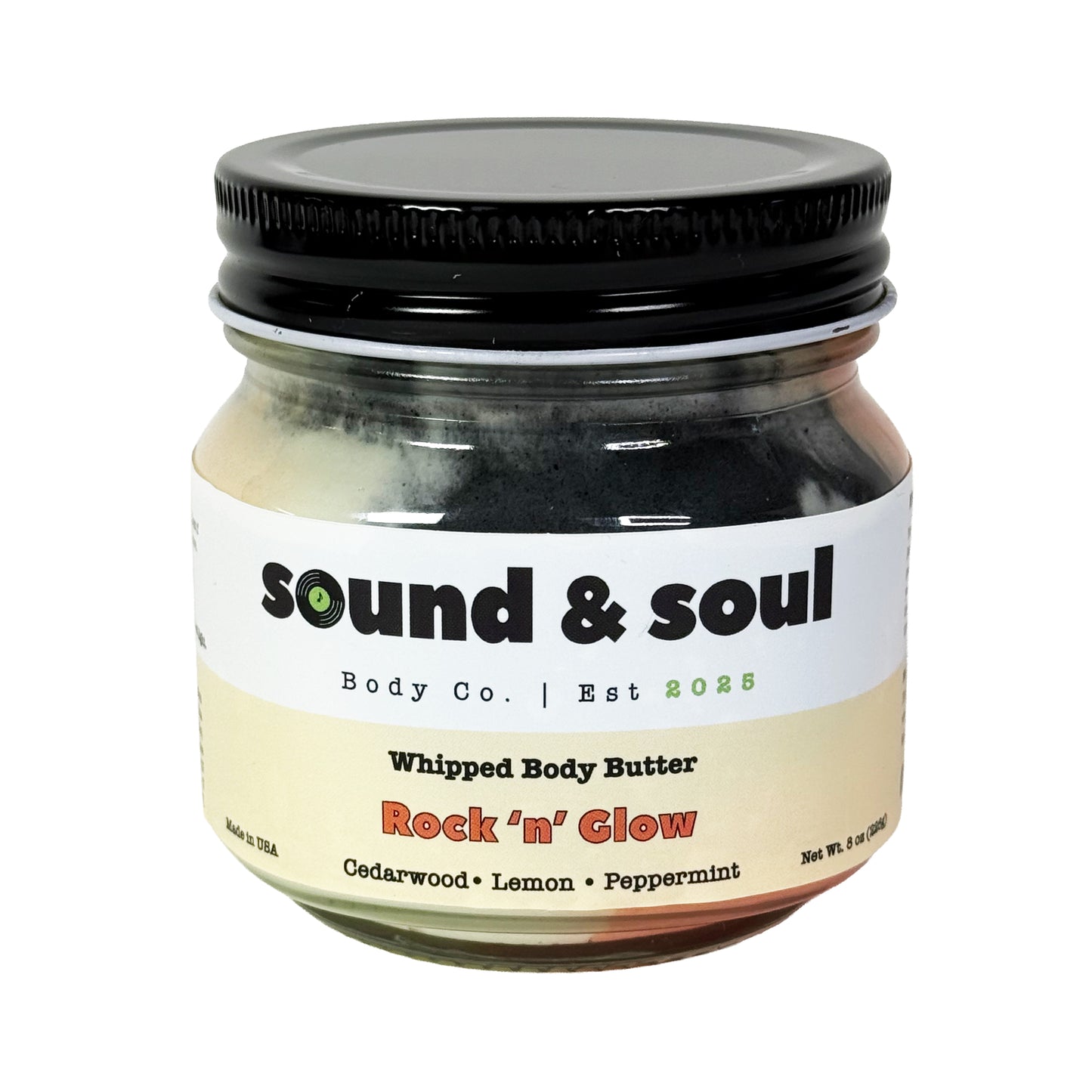 Rock N' Glow 8 oz Whipped Body Butter | Shea Butter Dry Skin Moisturizer | Cedarwood, Peppermint & Lemon