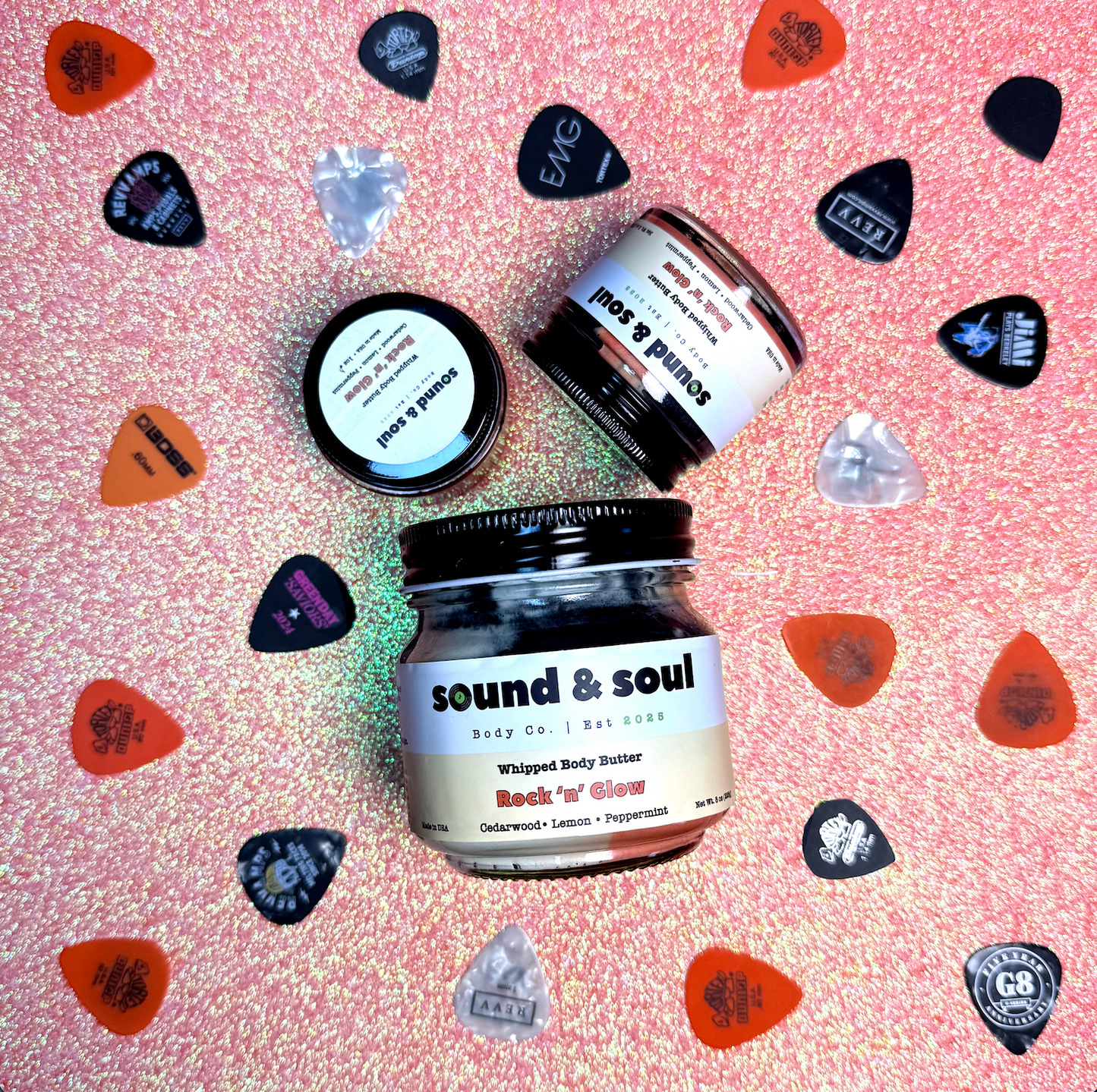 Rock N' Glow 8 oz Whipped Body Butter | Shea Butter Dry Skin Moisturizer | Cedarwood, Peppermint & Lemon