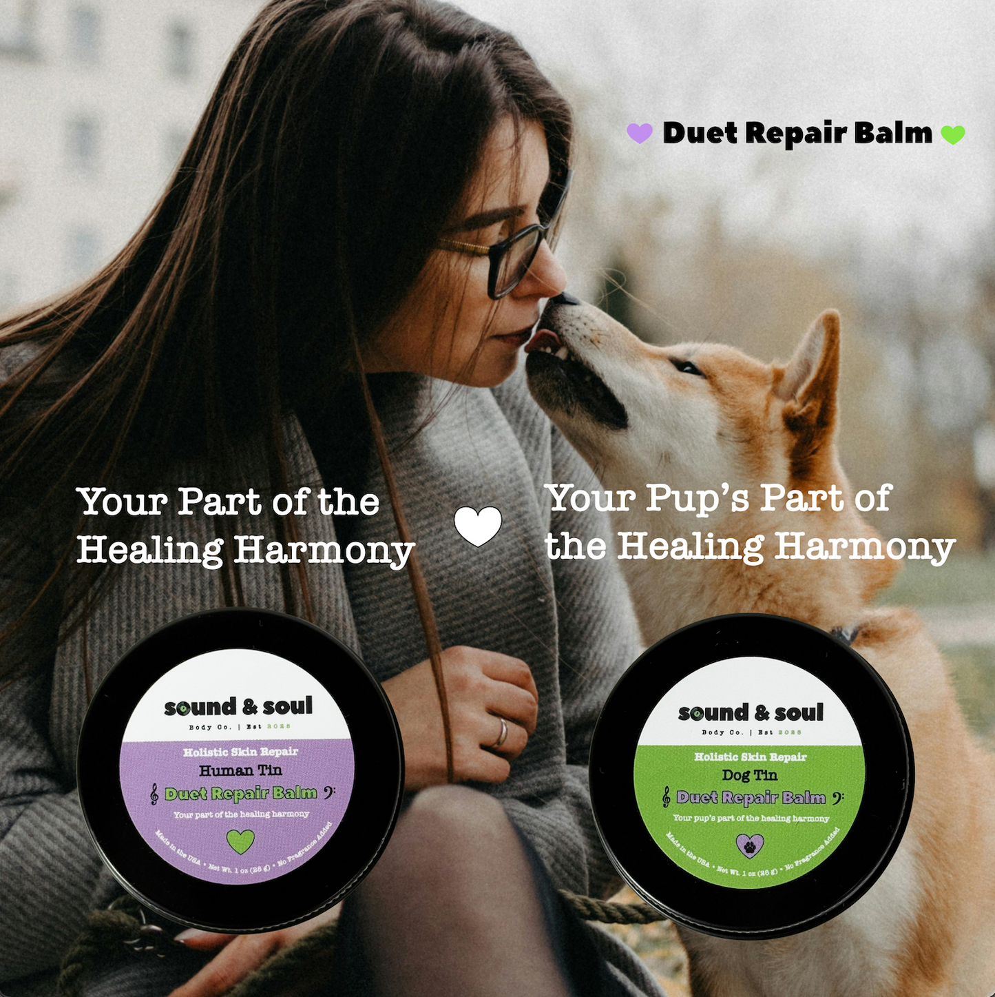 Duet Repair Balm Duo Set | Human & Dog Repair Balm | Calendula Skin & Paw Moisturizer | Matching Pet & Owner Gift