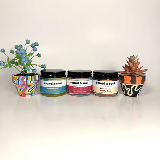 Studio Session Set – Whipped Body Butter Trio (3 x 2oz) | Deep Moisture Shea Butter Collection | Pop Queen Radiance, Rock N' Glow & Drippin' in Butta