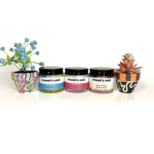Studio Session Set – Whipped Body Butter Trio (3 x 2oz) | Deep Moisture Shea Butter Collection | Pop Queen Radiance, Rock N' Glow & Drippin' in Butta