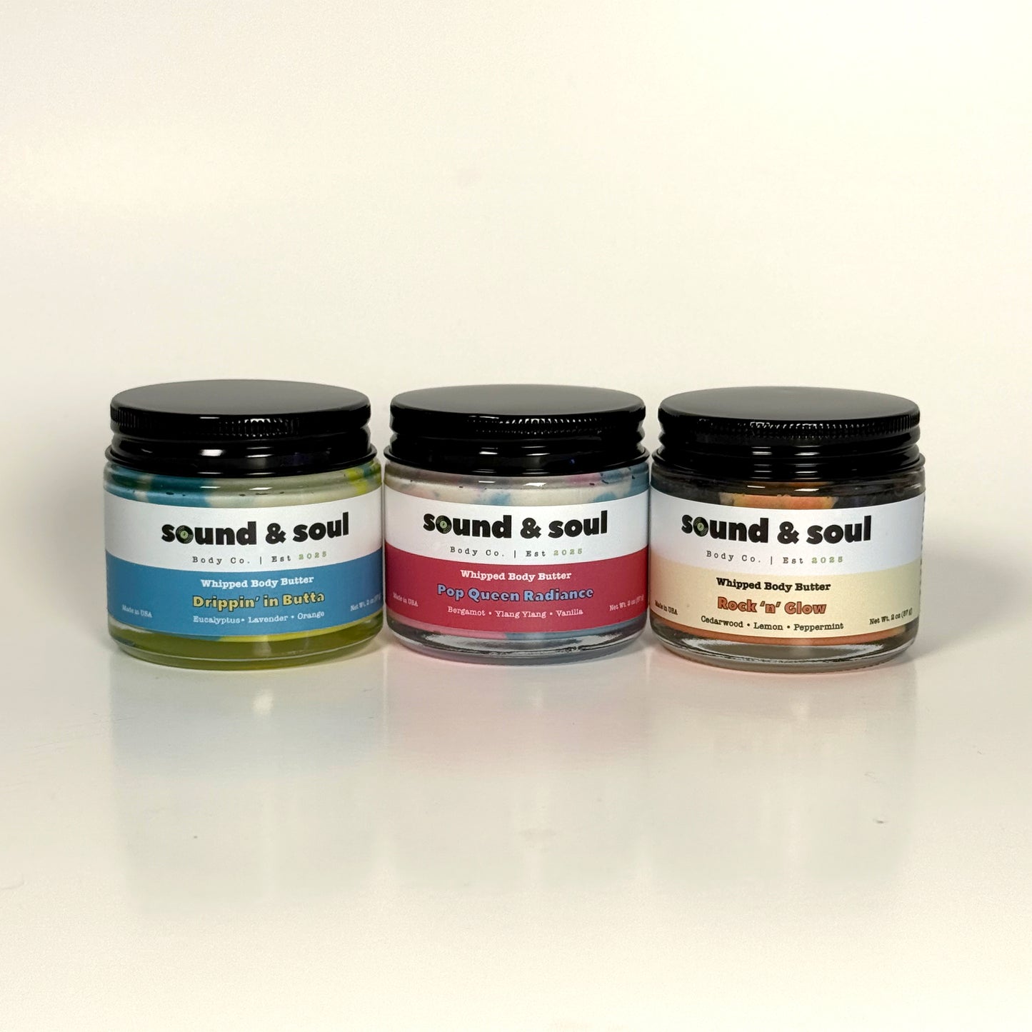 Studio Session Set – Whipped Body Butter Trio (3 x 2oz) | Deep Moisture Shea Butter Collection | Pop Queen Radiance, Rock N' Glow & Drippin' in Butta