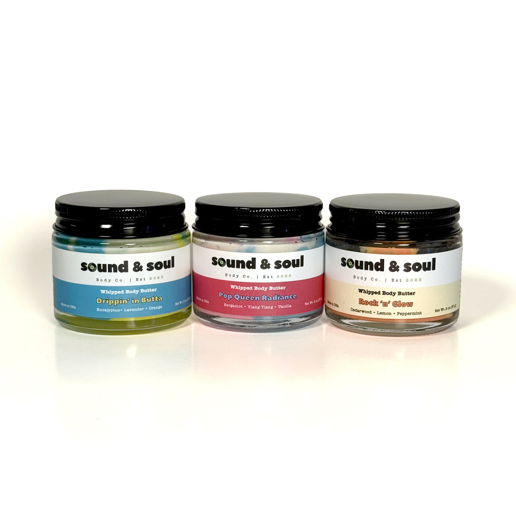 Studio Session Set – Whipped Body Butter Trio (3 x 2oz) | Deep Moisture Shea Butter Collection | Pop Queen Radiance, Rock N' Glow & Drippin' in Butta