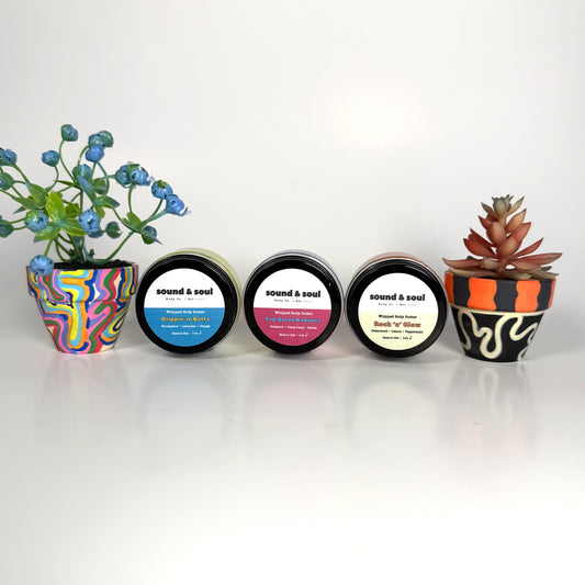 Warm Up Trio – Whipped Body Butter Gift Set (3 x 1oz) | Shea Butter Moisturizer for Dry Skin | Pop Queen Radiance, Rock N' Glow & Drippin' in Butta