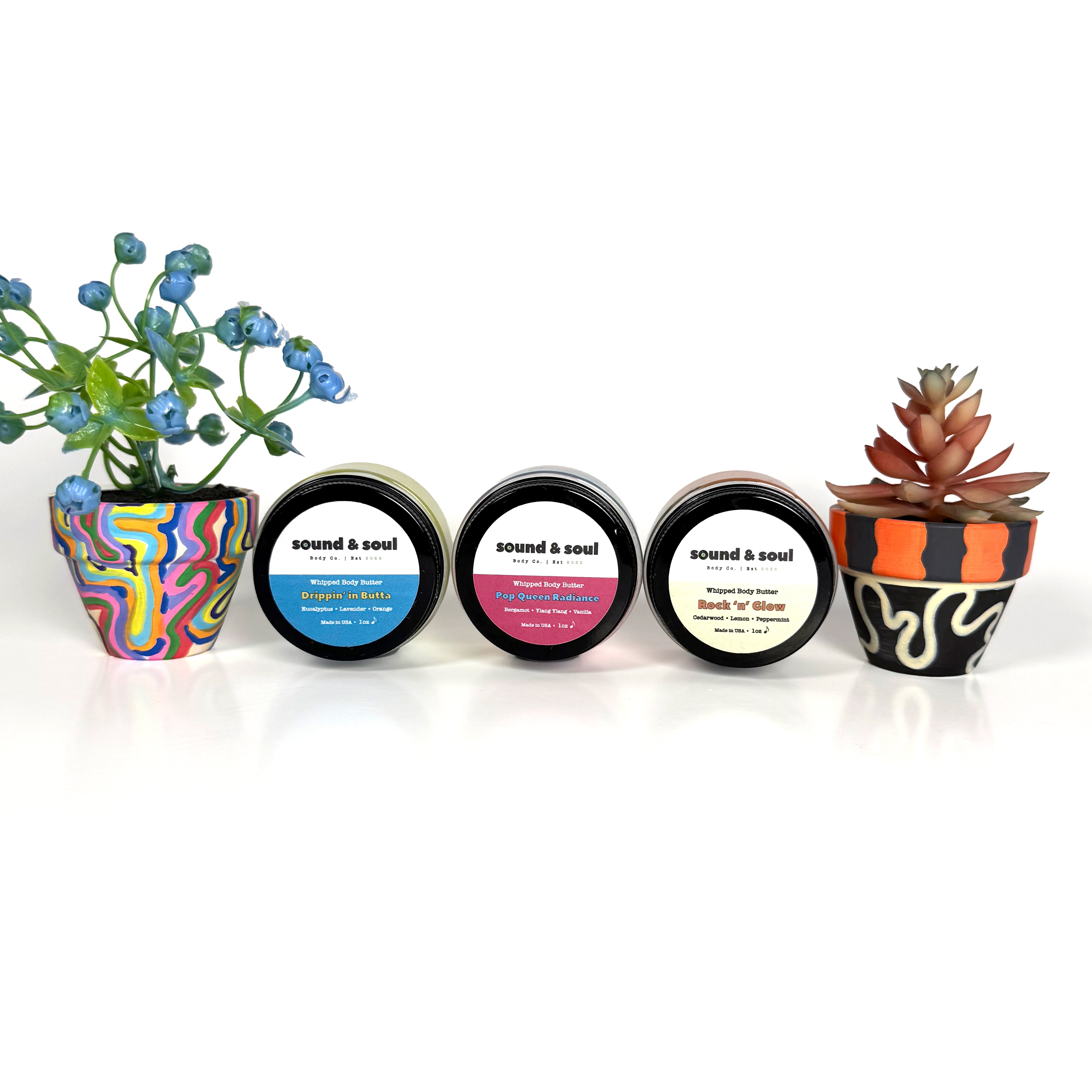 Warm Up Trio – Whipped Body Butter Gift Set (3 x 1oz) | Shea Butter Moisturizer for Dry Skin | Pop Queen Radiance, Rock N' Glow & Drippin' in Butta