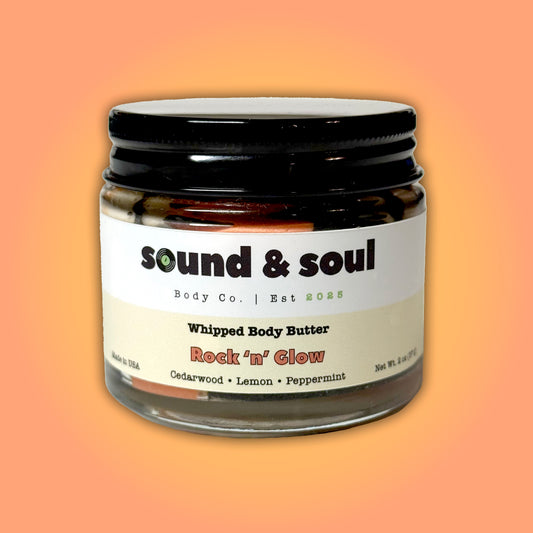 Rock N' Glow 2oz Whipped Body Butter | Cedarwood, Peppermint, and Lemon