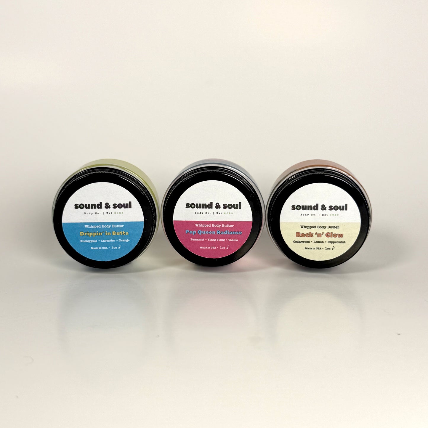 Warm Up Trio – Whipped Body Butter Gift Set (3 x 1oz) | Shea Butter Moisturizer for Dry Skin | Pop Queen Radiance, Rock N' Glow & Drippin' in Butta